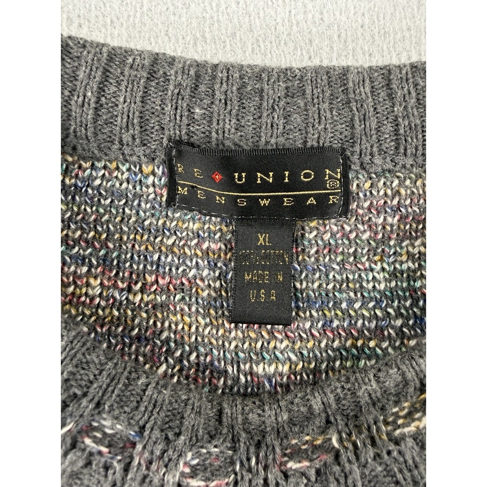 VTG 90's Mens Knit Cosby Sweater Cotton USA Made Mens XL Reunion Menswear - Picture 3 of 6
